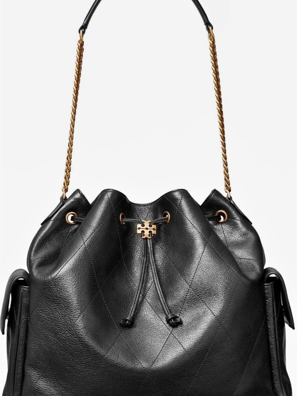 Tory Burch Large Charlie Quilted Leather drawstring bag